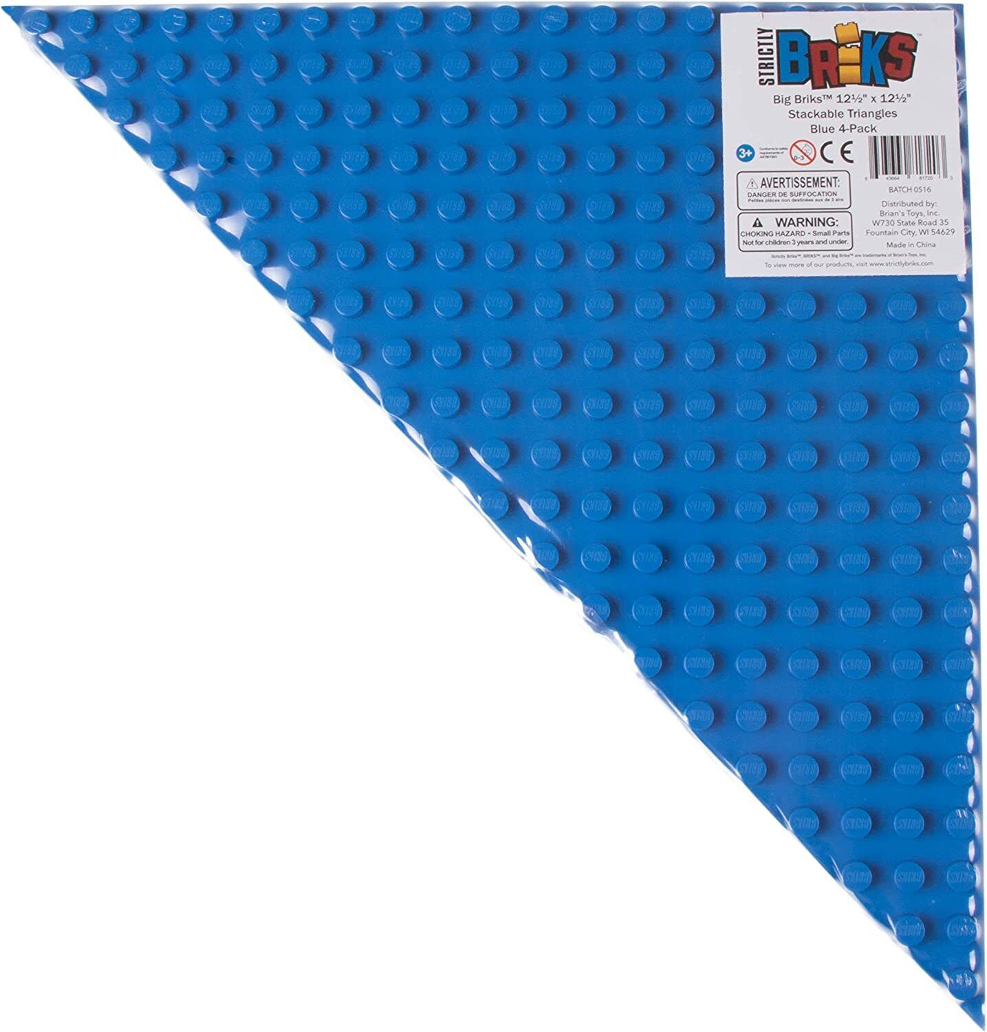 Big Briks 12.5" x 12.5" Stackable Triangle Bases 4 Pack Blue