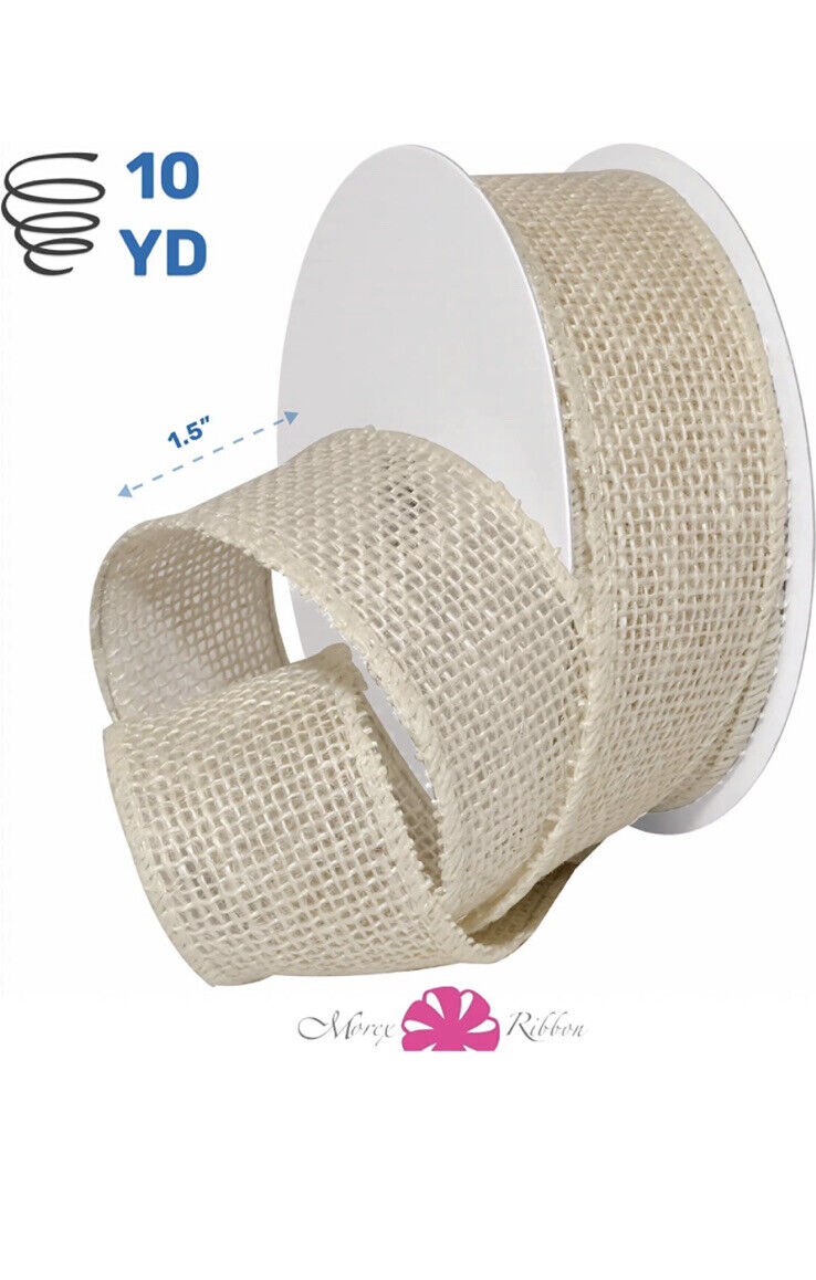 Morex Ribbon Burlap Wired Ribbon 1.5" x 10 Yd Cream 1252.40/10-104