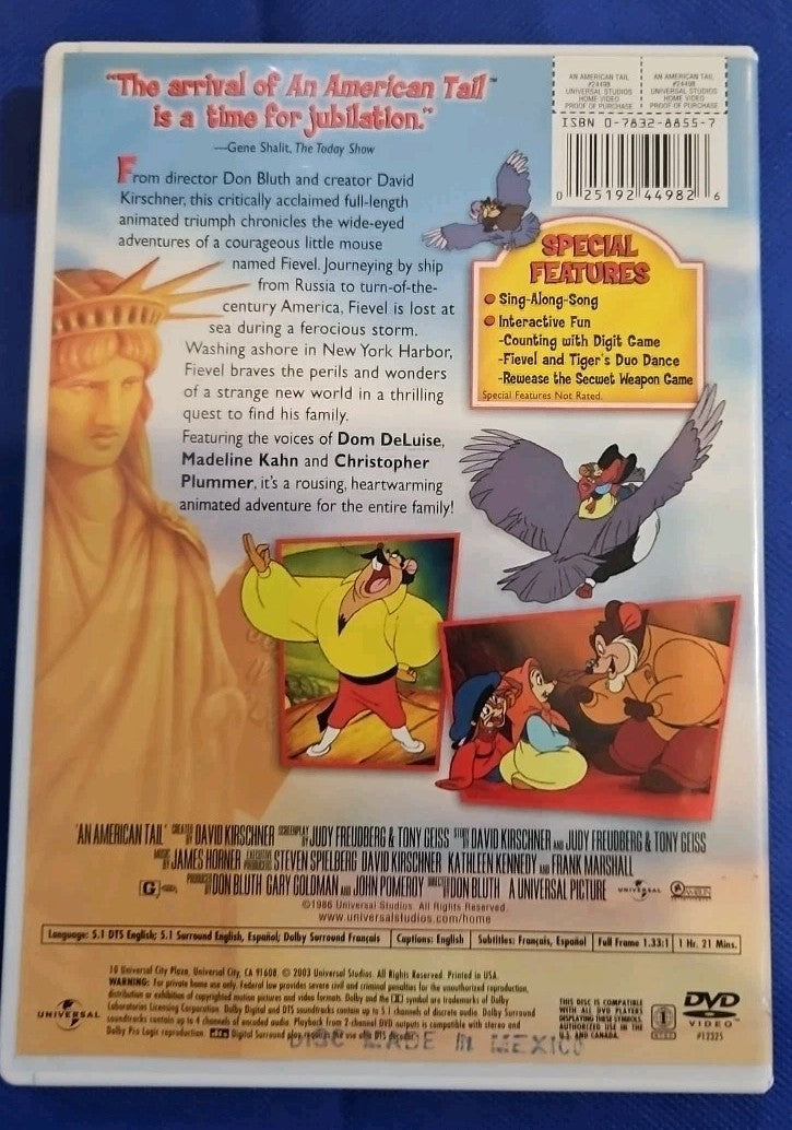 An American Tail (DVD, 1986) Sealed