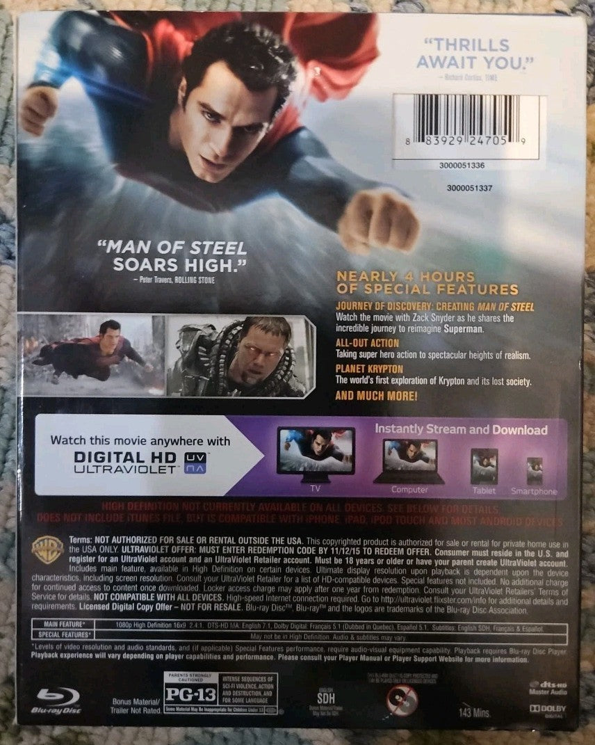 Man of Steel (Blu-ray, 2013)  Ew. No Digital Download
