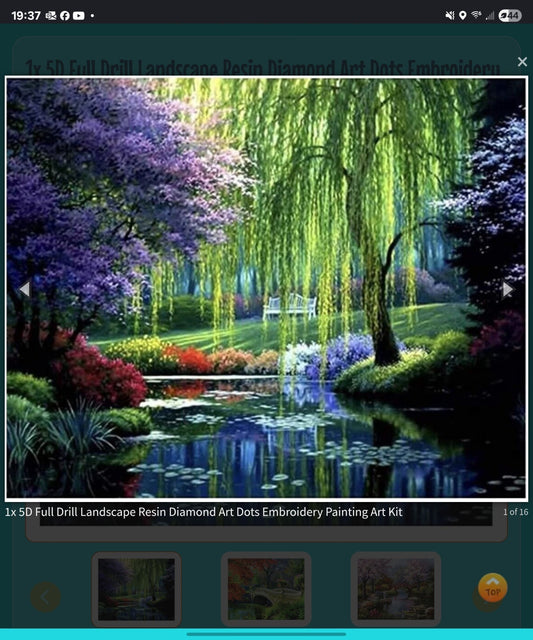 Park Bench By The Pond 5d Diamond 40cm X 30cm DIY Kit