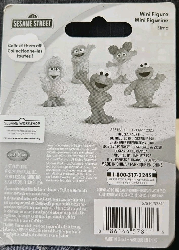 Sesame Street - Elmo - Mini Figure - Approx. 2 1/4" High - w/ Bonus Card
