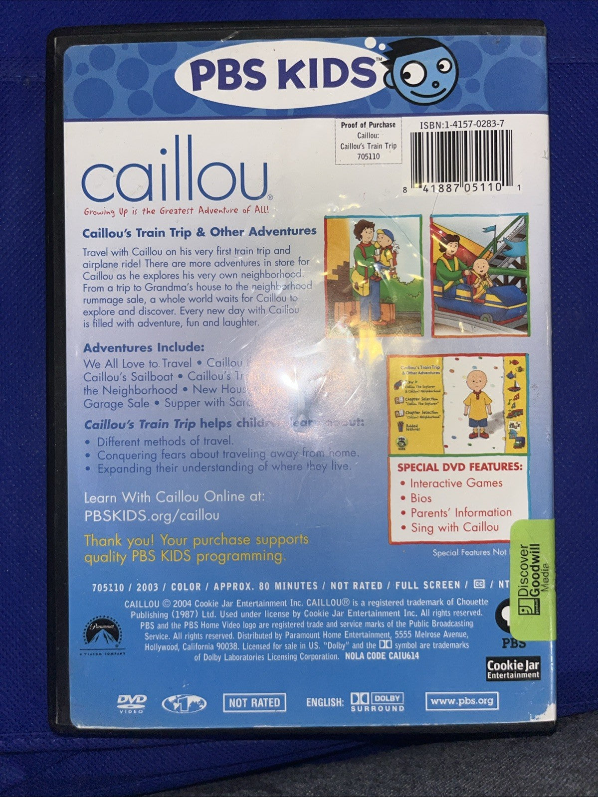Caillou - Caillous Train Trip  Other Adventures (DVD, 2005)