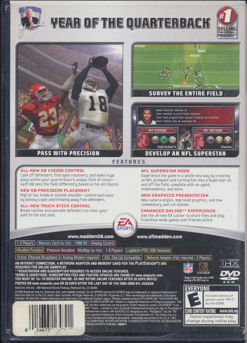 Madden NFL 06 (Sony PlayStation 2, 2005) w/Manual