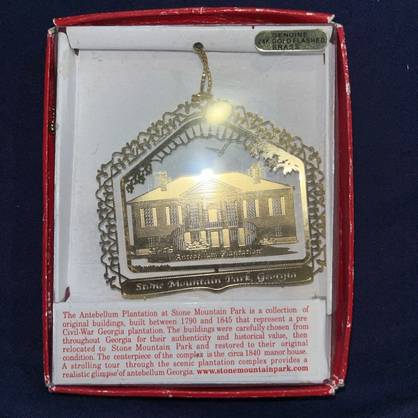 24k Gold Flashed Brass Antebellum Plantation Stone Mountain Park Orament