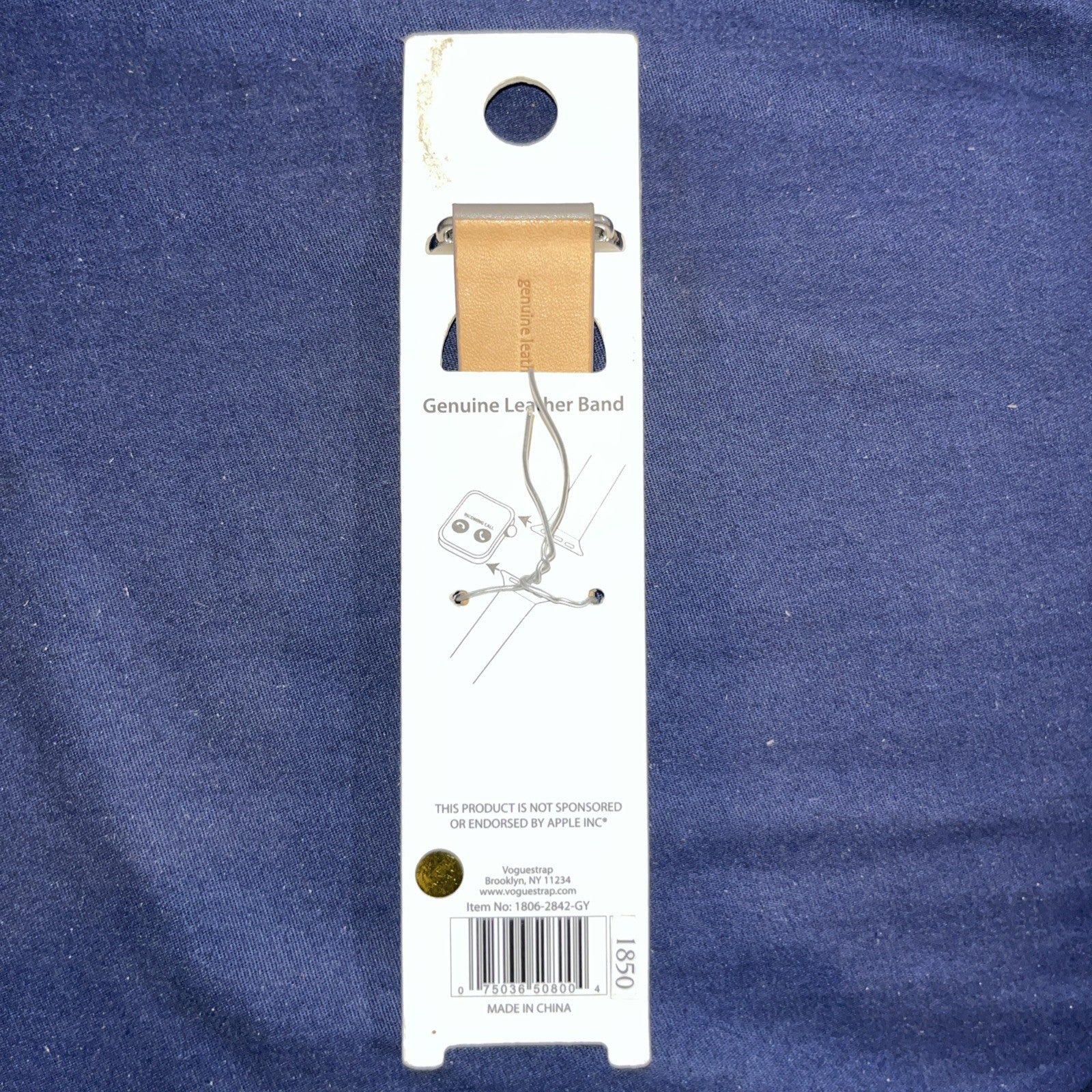 Genuine Leather Band Grey Fits Apple Watch 42mm & 44mm