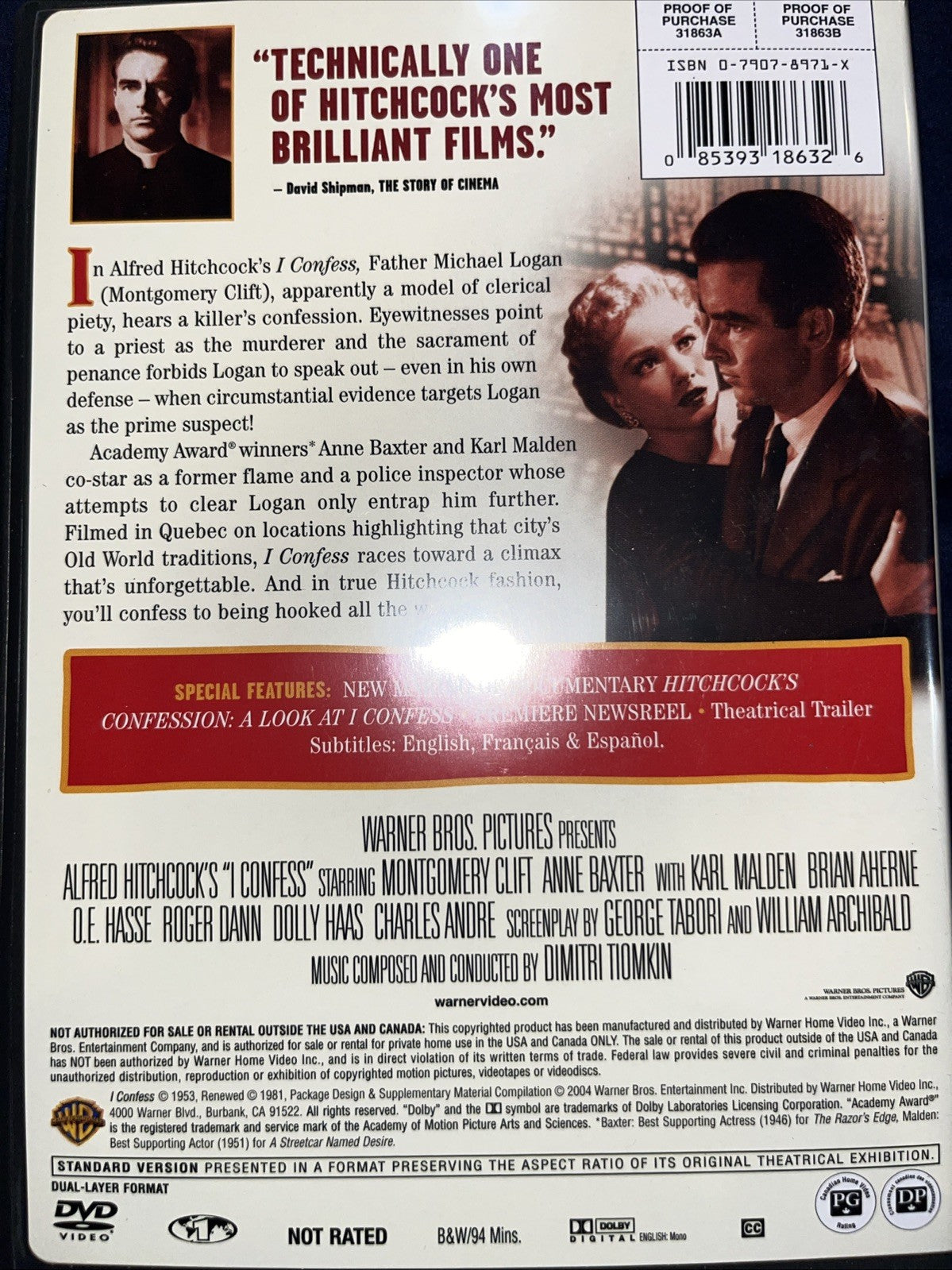 I Confess (DVD, 1953)