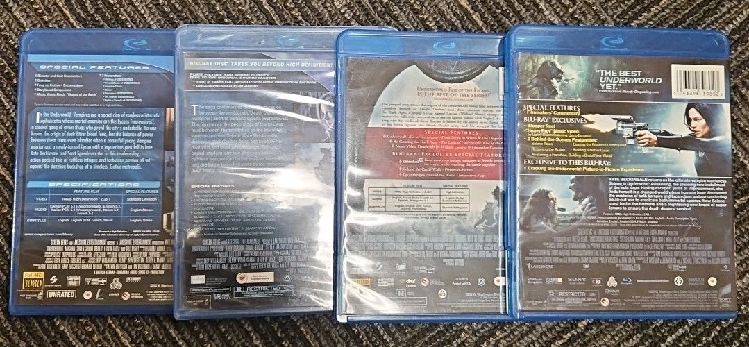 Underworld / Evolution / Rise Of The Lycans / Awakening  Bluray Set Brand New