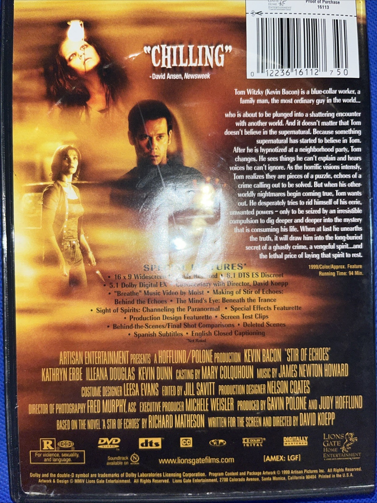 Stir of Echoes (DVD, 1999) Sealed