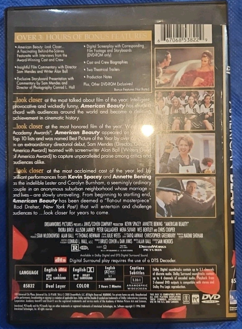 American Beauty (DVD, 1999) Slimcase. Artwork Cropped. Tested