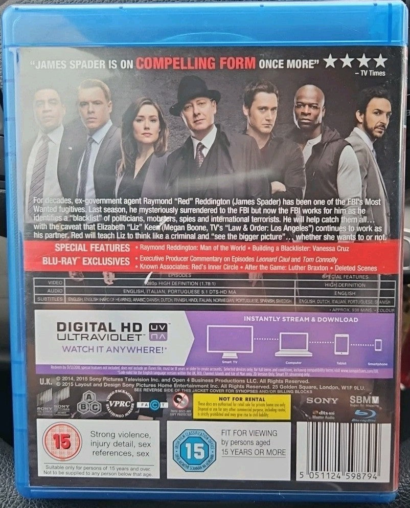 Blacklist: Complete 2nd Season (Blu-ray) Region 2. Sealed. No Digital Download