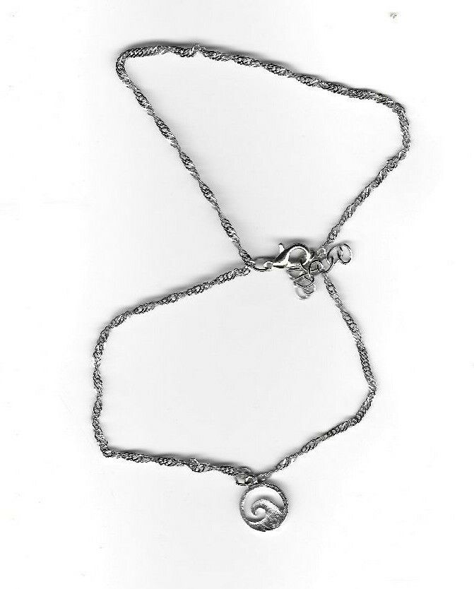 Surf Wave in Circle Pendant / Charm Necklace  - Brand New