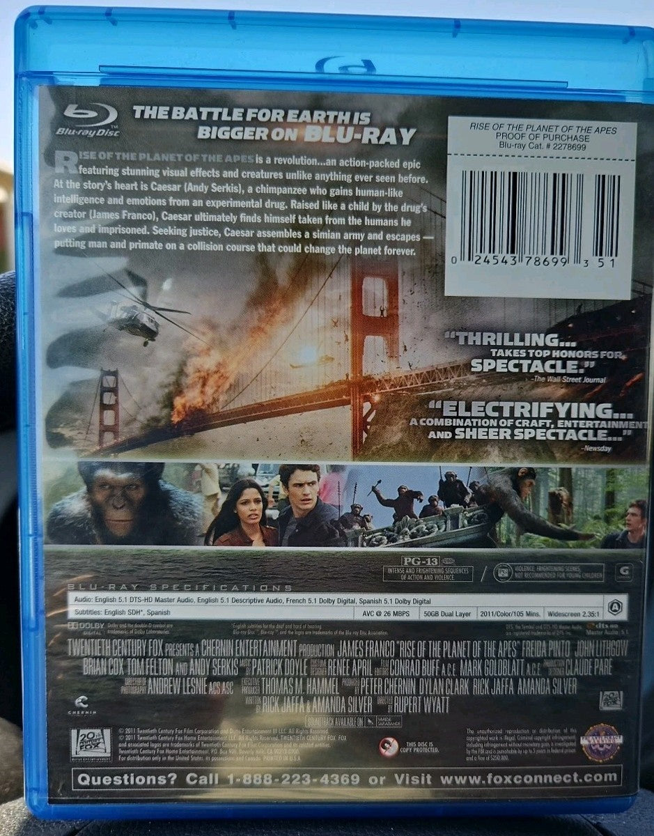 Rise of the Planet of the Apes (Blu-ray) Brand new sealed note, digital download