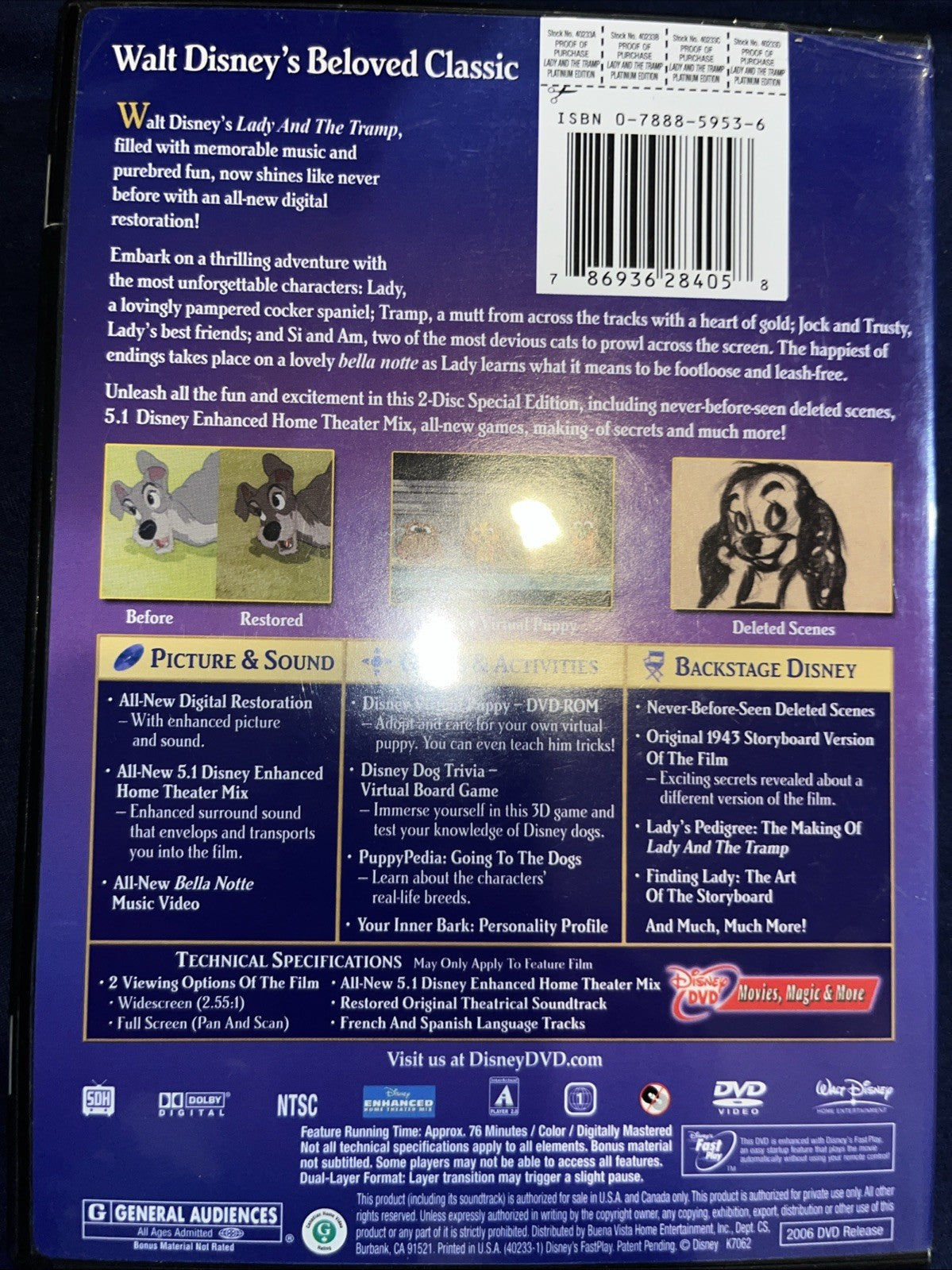 Lady & the Tramp (DVD, 1955) Sealed