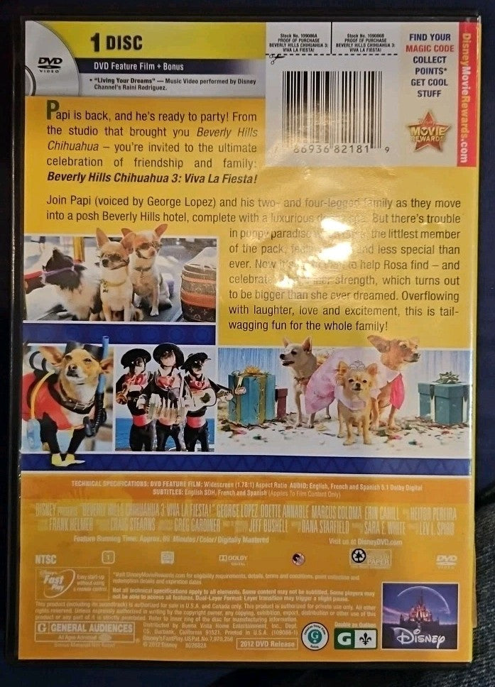 Beverly Hills Chihuahua 3: Viva La Fiesta (DVD, 2012)