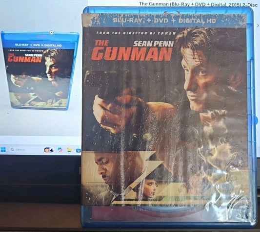The Gunman (Blu-ray, 2015) Tested, New Case, Damaged Liner