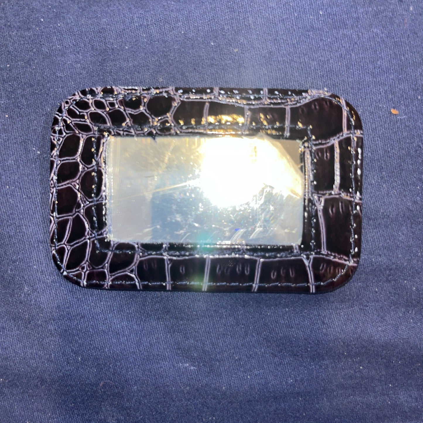 SeneGence Make-Up Pouch 4” With Mirror (Black) 2” Faux Snakeskin