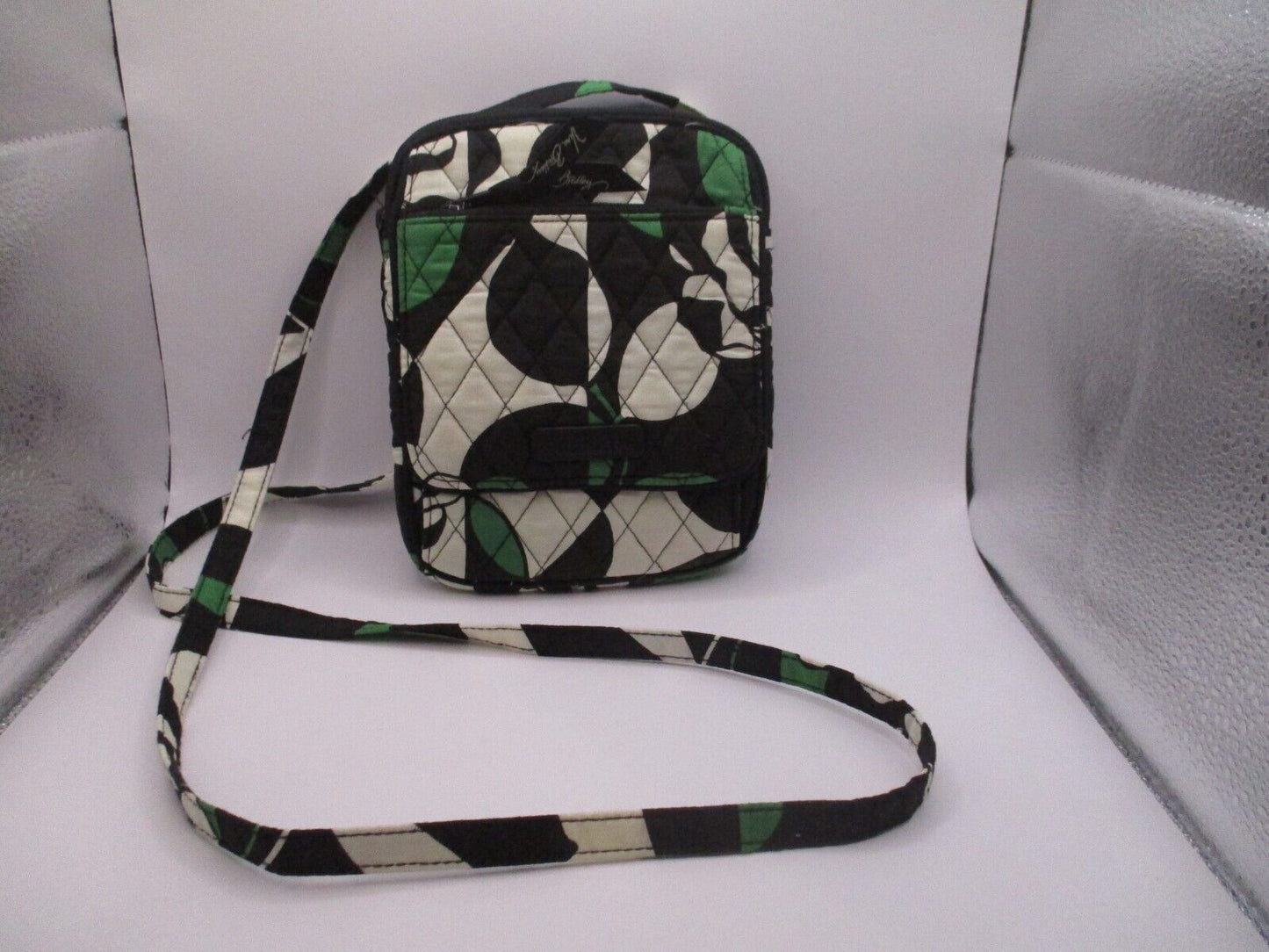 Vera Bradley Crossbody Hipster Purse Imperial Rose Black Green Ivory