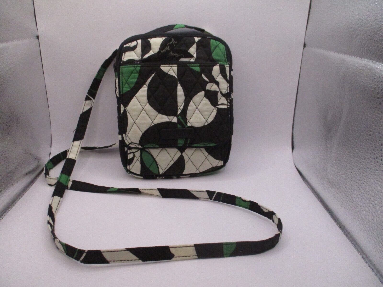 Vera Bradley Crossbody Hipster Purse Imperial Rose Black Green Ivory