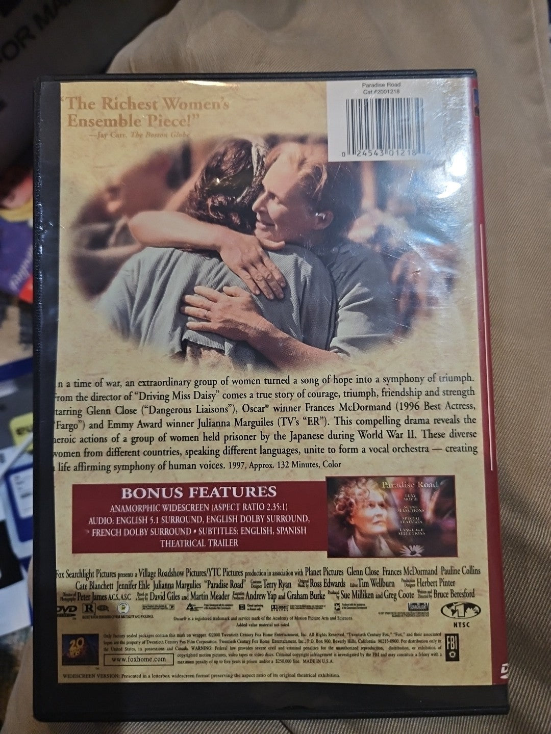 Paradise Road (DVD, 1997) Tested slim case cropped, artwork