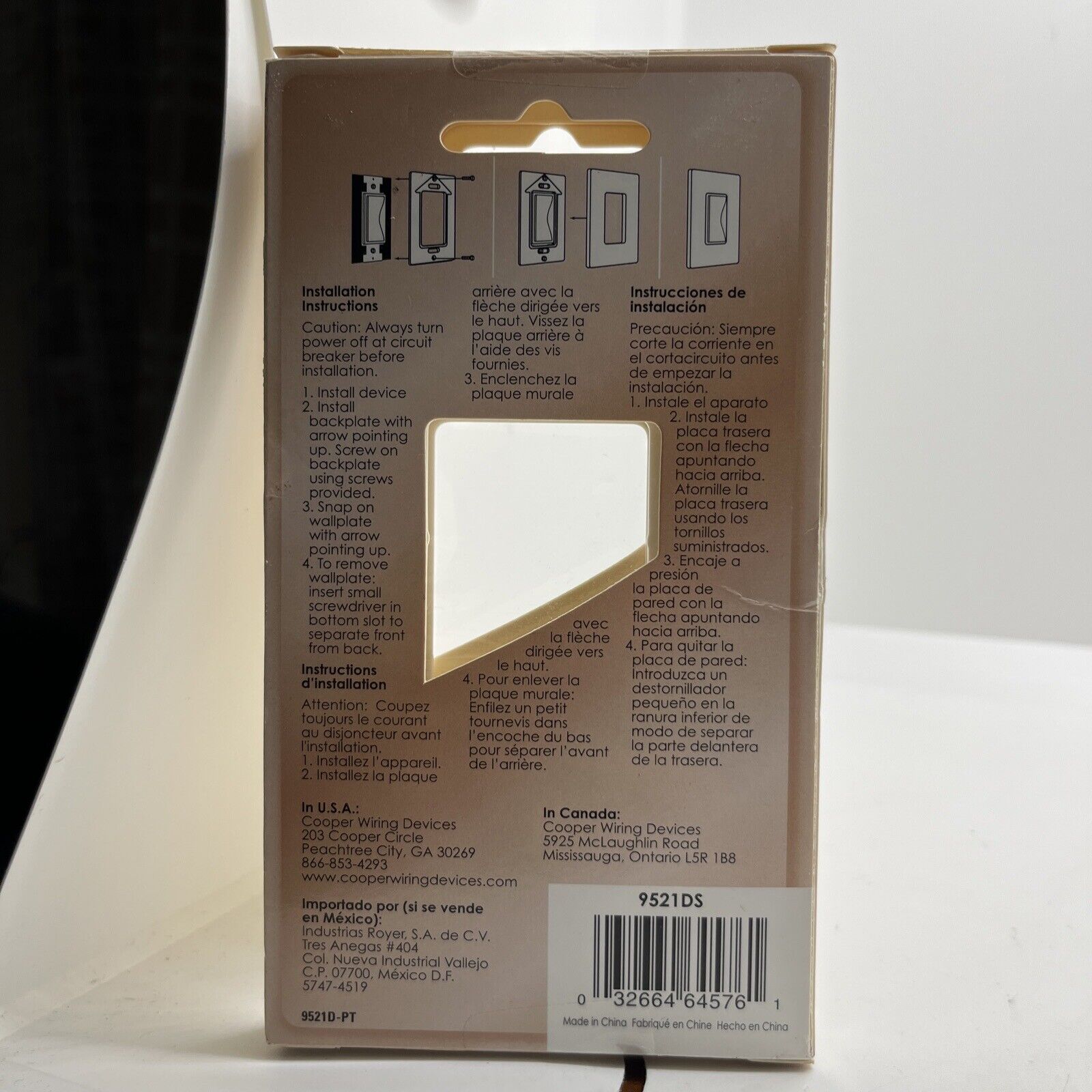 Aspire 9521DS screwless Wallplate by Cooper Lighting in Desert Sand 1 gang New