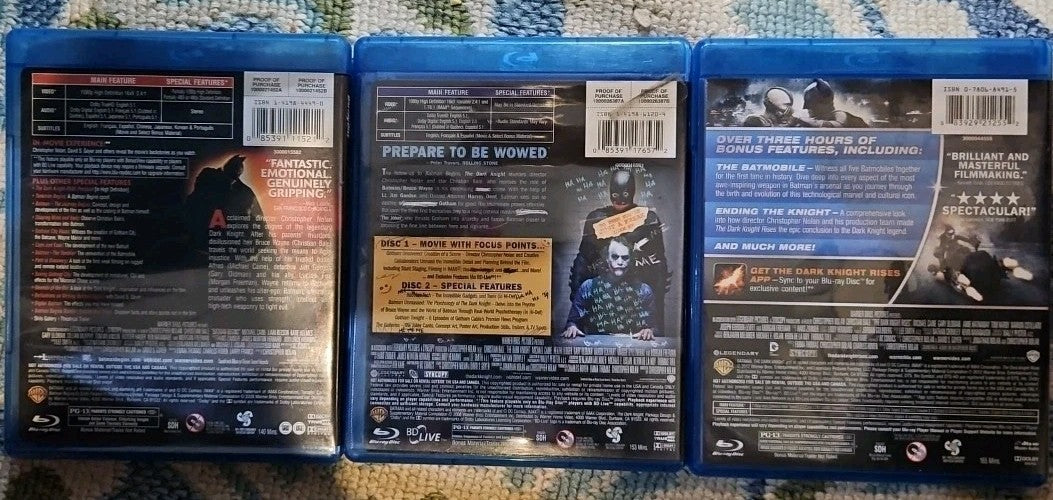 Batman Trilogy (Bluray) Batman Begins, The Dark Night, The Dark Knight Rises