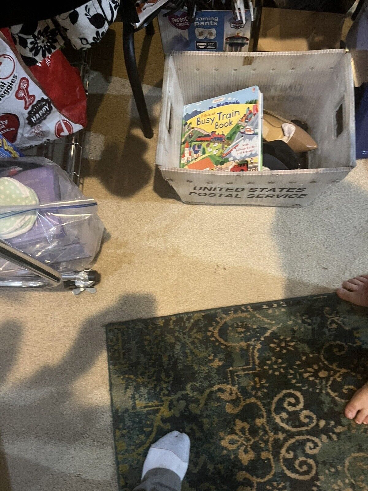 Box of Nerf Guns, Toys, and Accessories