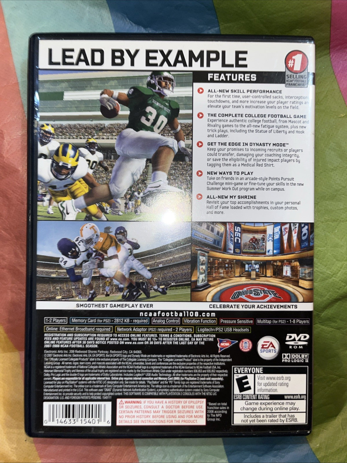 NCAA Football 08 (PS2) Tested. W/ Manual. Original Case