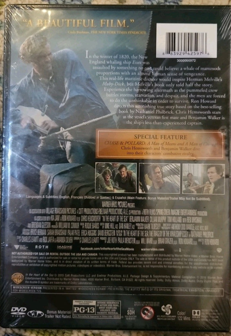 In the Heart of the Sea (DVD, 2015) New. No Digital Download