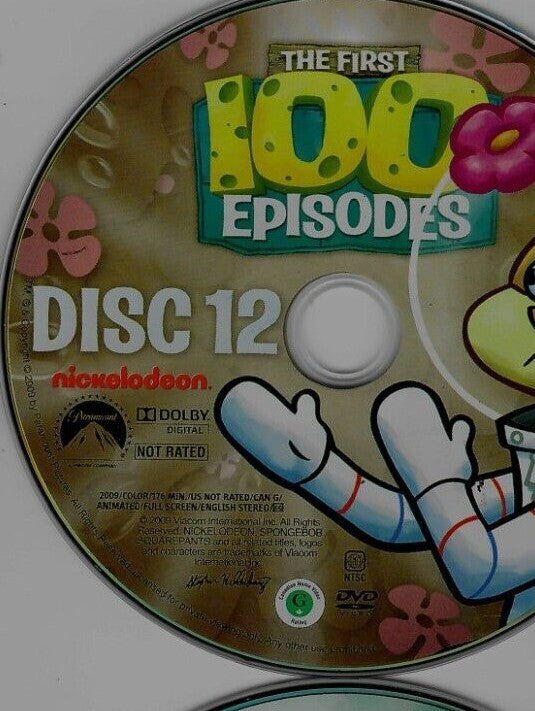 Sponge Bob Square Pants 100 Episodes Replacement  DVDs - Tested. No Scratches