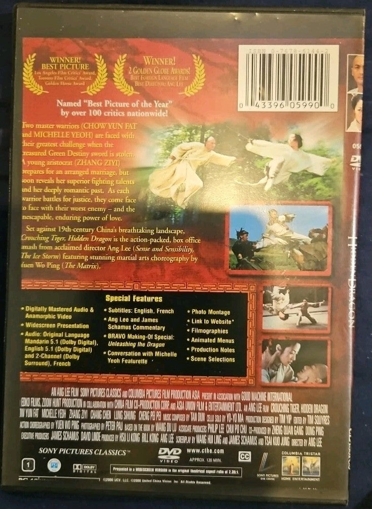 Crouching Tiger, Hidden Dragon (DVD, 2000) Slim Case. Cropped Sleeve