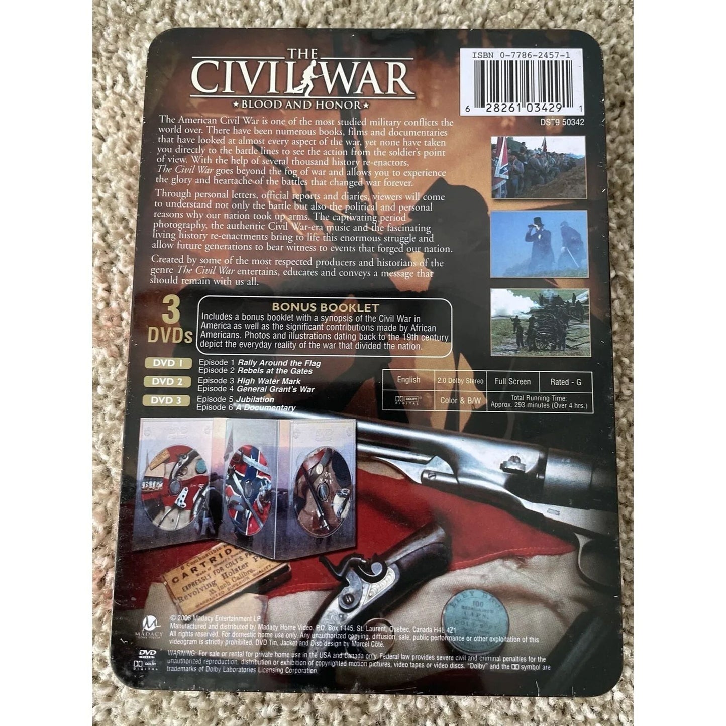 The Civil War *Blood and Honor* (3 DVDs in Tin Case) Tested. No scratches. CIB