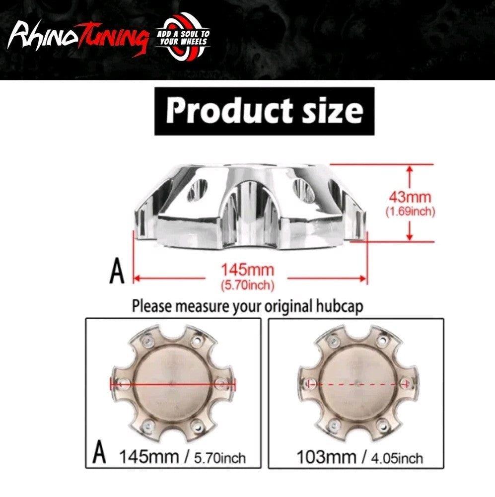 RhinoTuning 20272063 ABS Center Wheel Lug Cap 103mm / 140mm / 43mm New Qty=4
