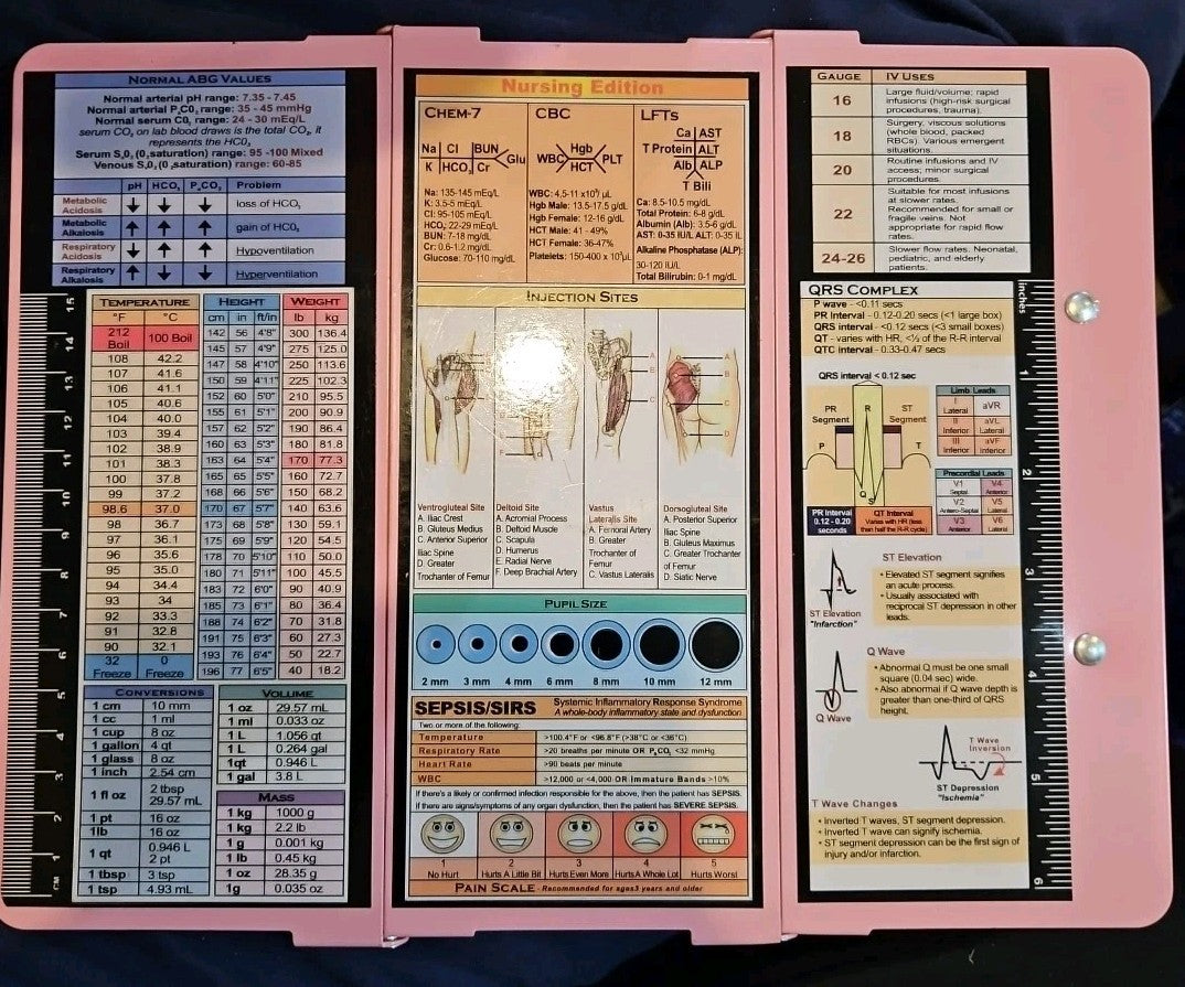 Nursing Edition folding Clipboard with Reference Charts