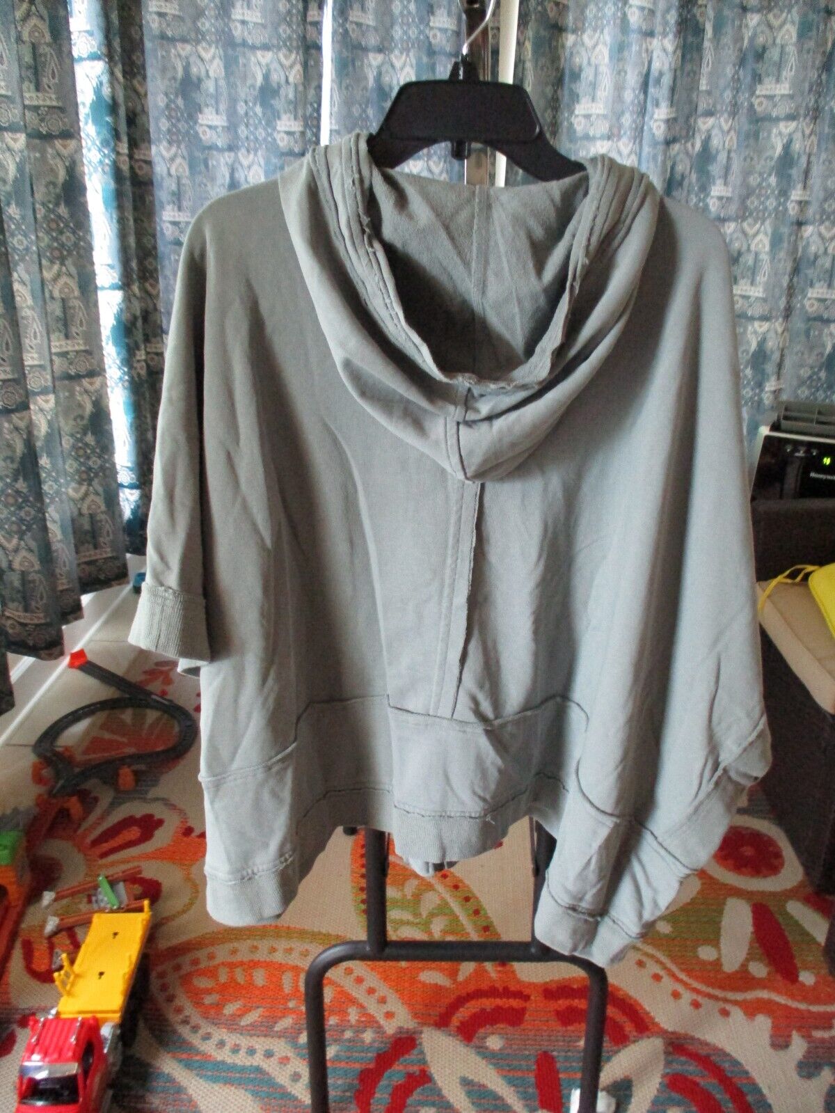 Grey Terry Knit Zip Cape Jacket Boutique Exclusive Small