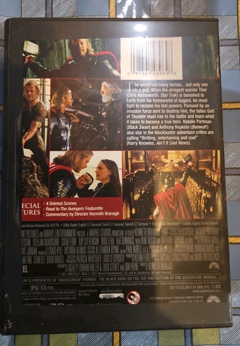 Thor (DVD, 2011) Tested slim case cropped artwork