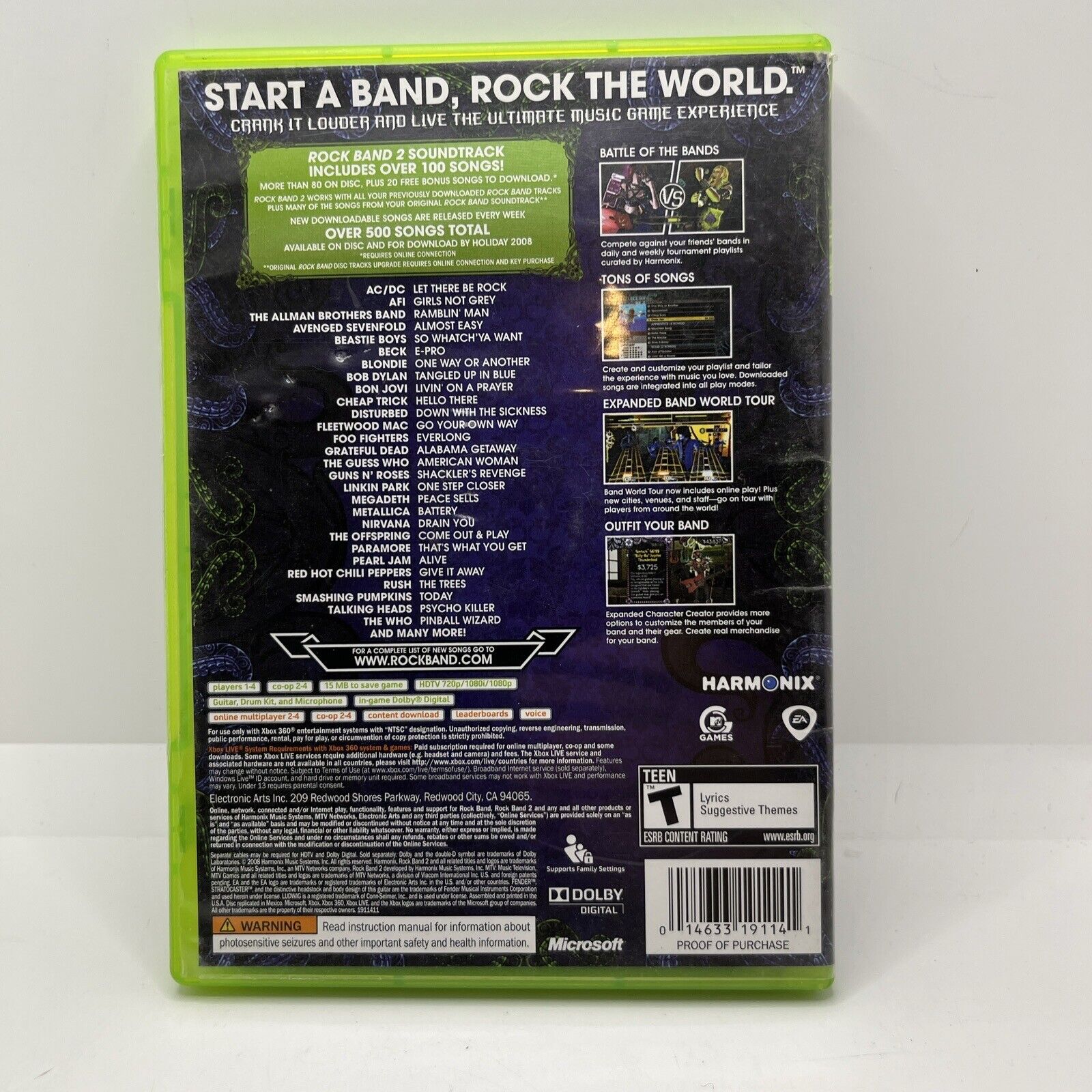 Rock Band 2 (Microsoft Xbox 360, 2008)