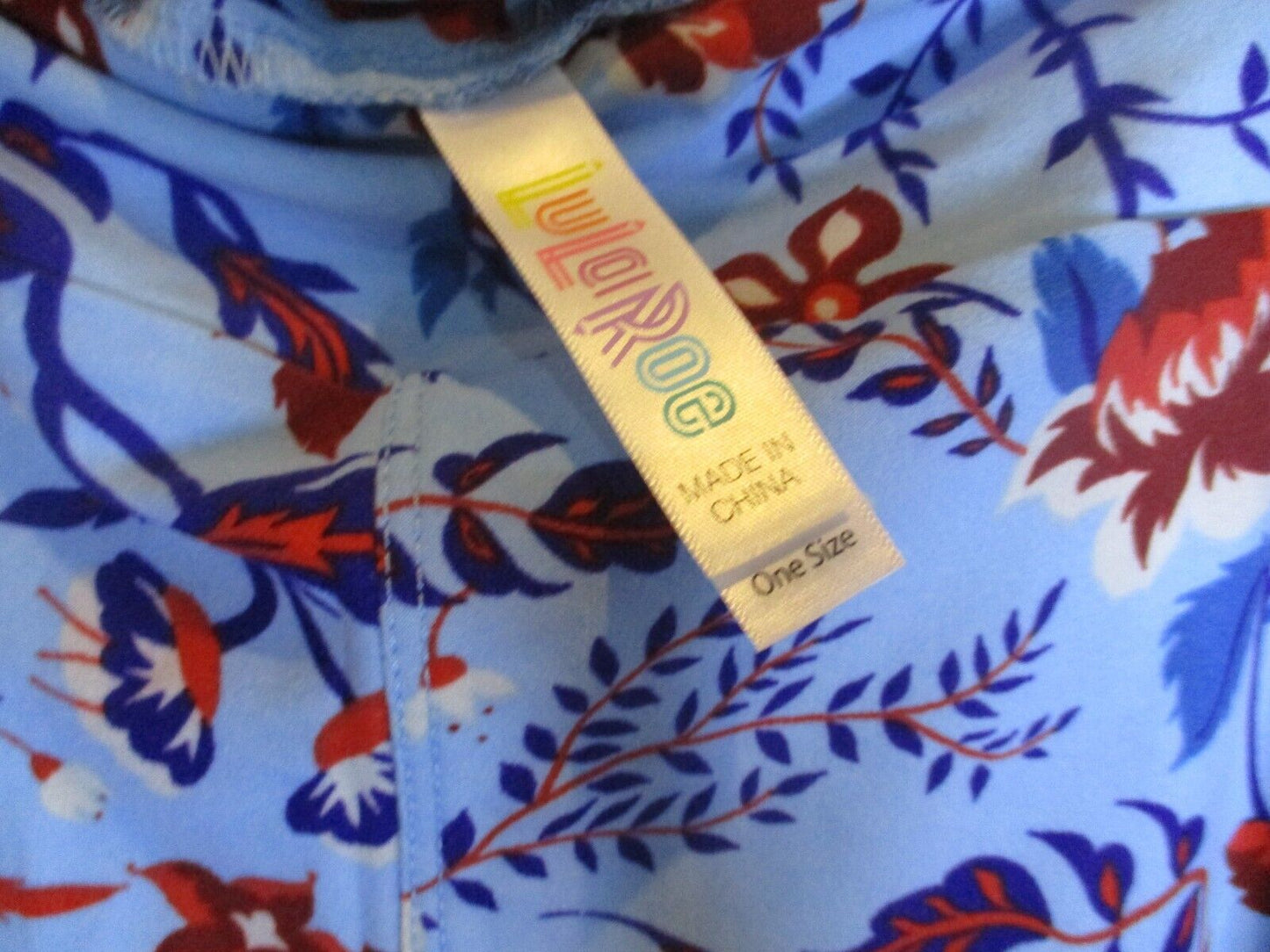 LuLaRoe Red White Blue Floral Leggings OS NEW
