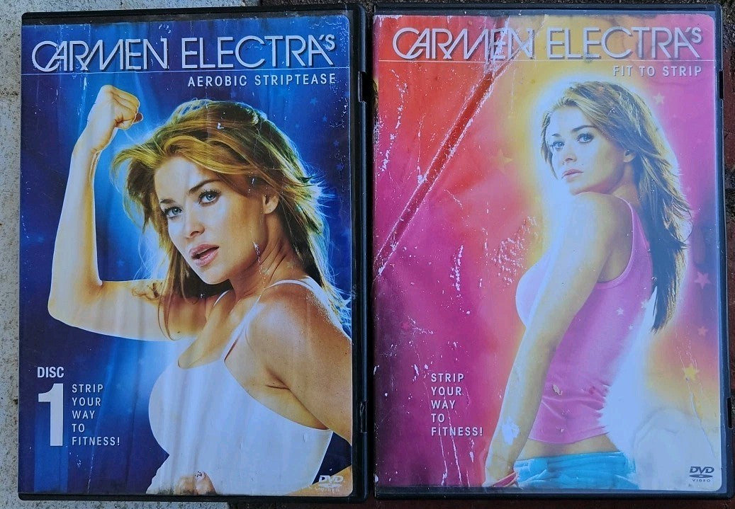 Carmen Electra's Aerobic Striptease + Fit To Strip (2 DVD)tested.damaged Artwork