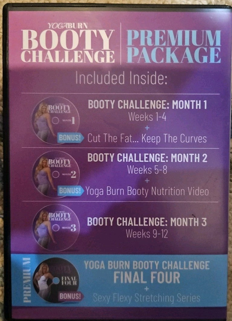 Yoga Burn Booty Challenge (DVD, 4-Disc Set) NEW