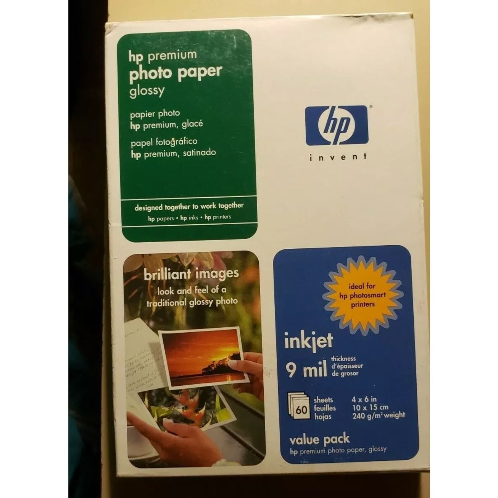 HP Premium Photo Paper Glossy - 9 mil Inkjet 4" x 6" 60 Sheet - Brand New