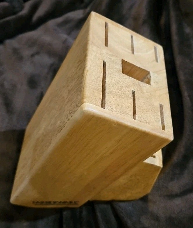 FarberWare Knife Block 13 Slot Plus Scissors Holster Wood 8" Tall