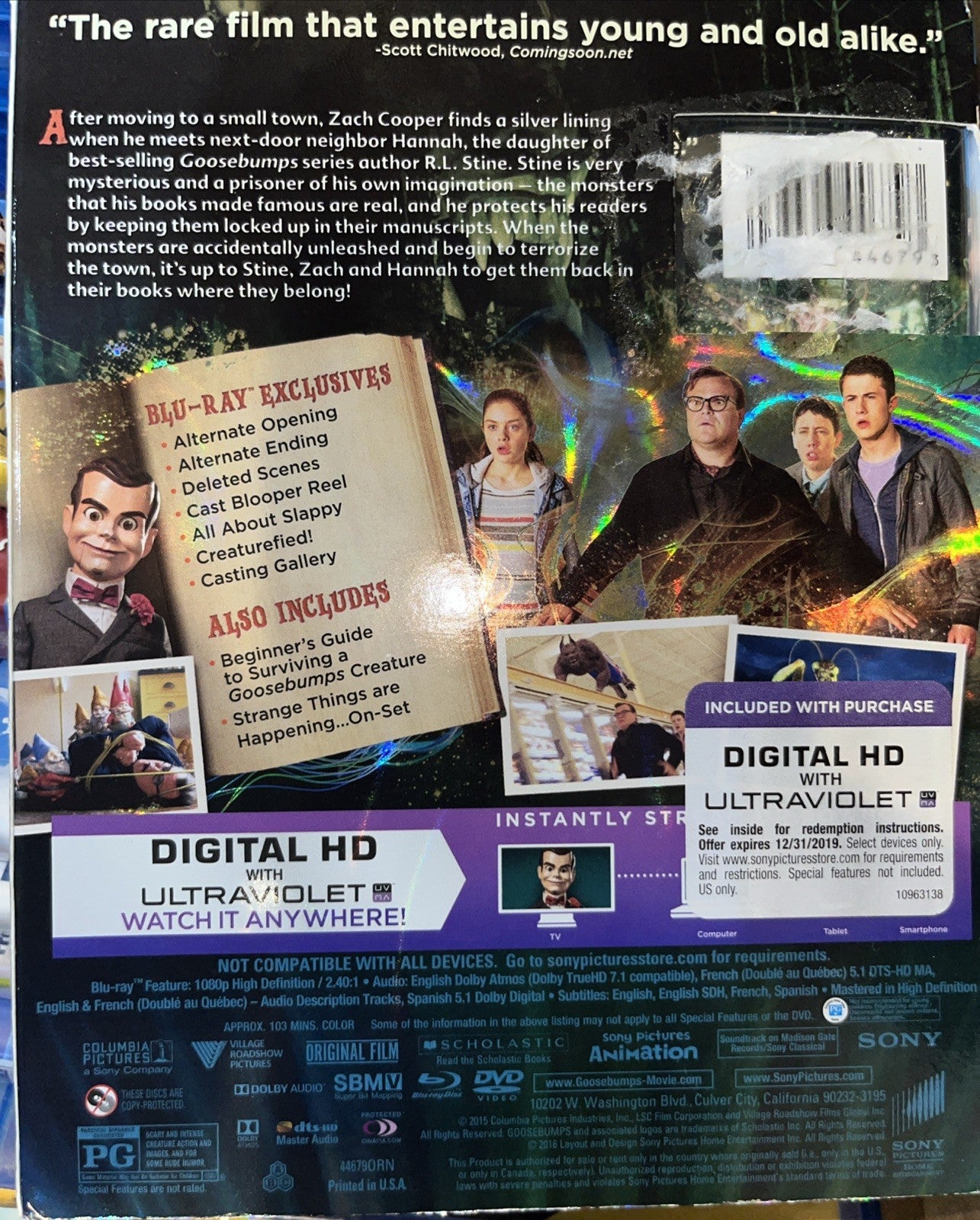 Goosebumps (Blu-ray, 2015) Sealed. No Digital Download