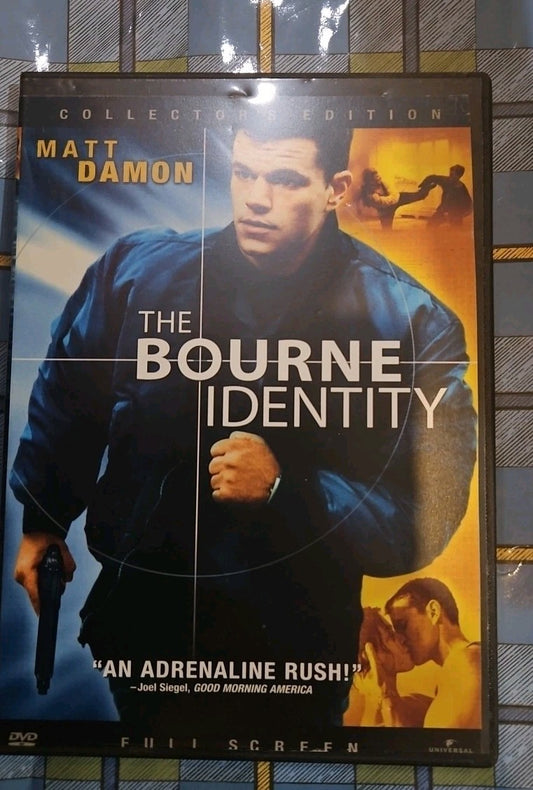 The Bourne Identity (DVD, 2003, Full Frame) Tested slim case cropped artwork.