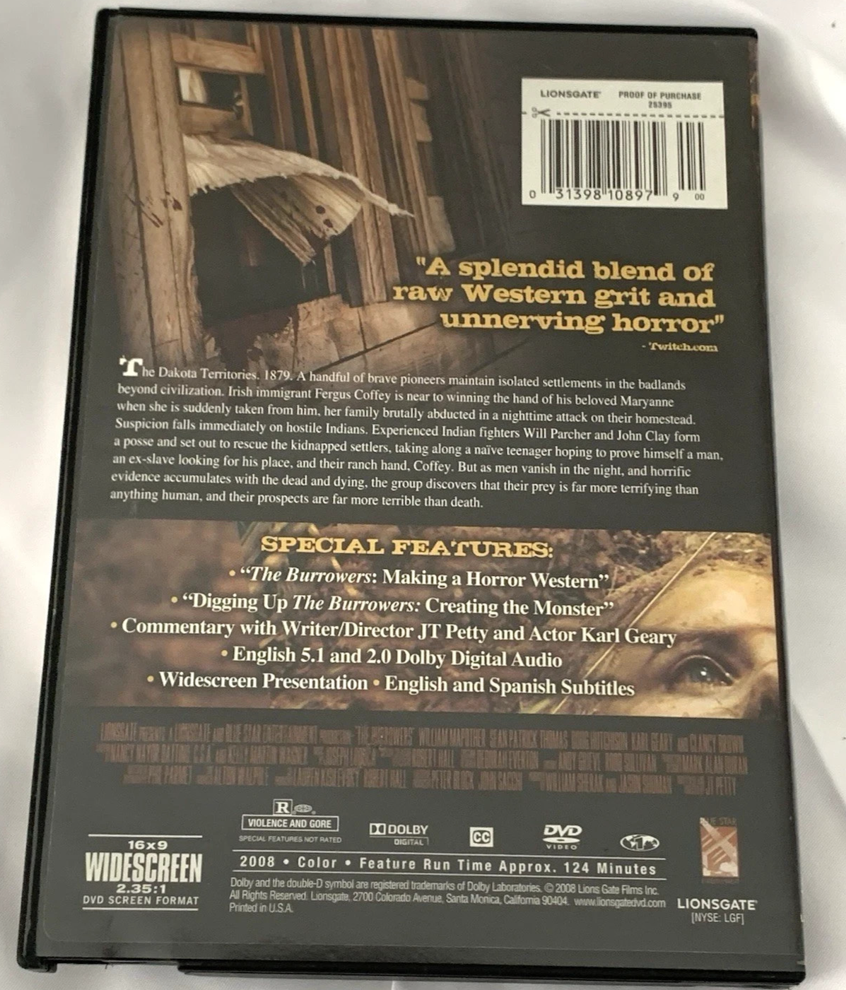 The Burrowers (DVD, 2008) Tested. New Case