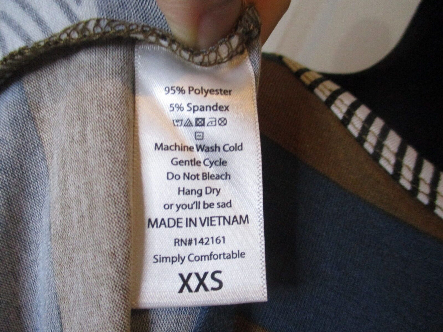 LuLaRoe Irma Blue Brown Black White Stripe Tunic XXS NWOT