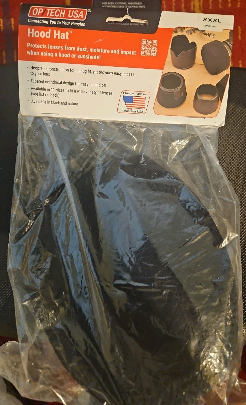 Op/Tech USA Neoprene Hood Hat XXX-Large 6.5" Lens & Lens Hood Cover 
