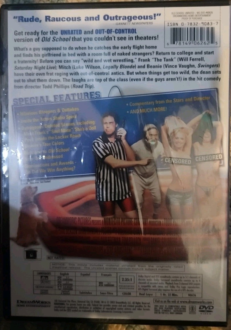 Old School (DVD, 2003, Widescreen Unrated Version) New. No Digital Download
