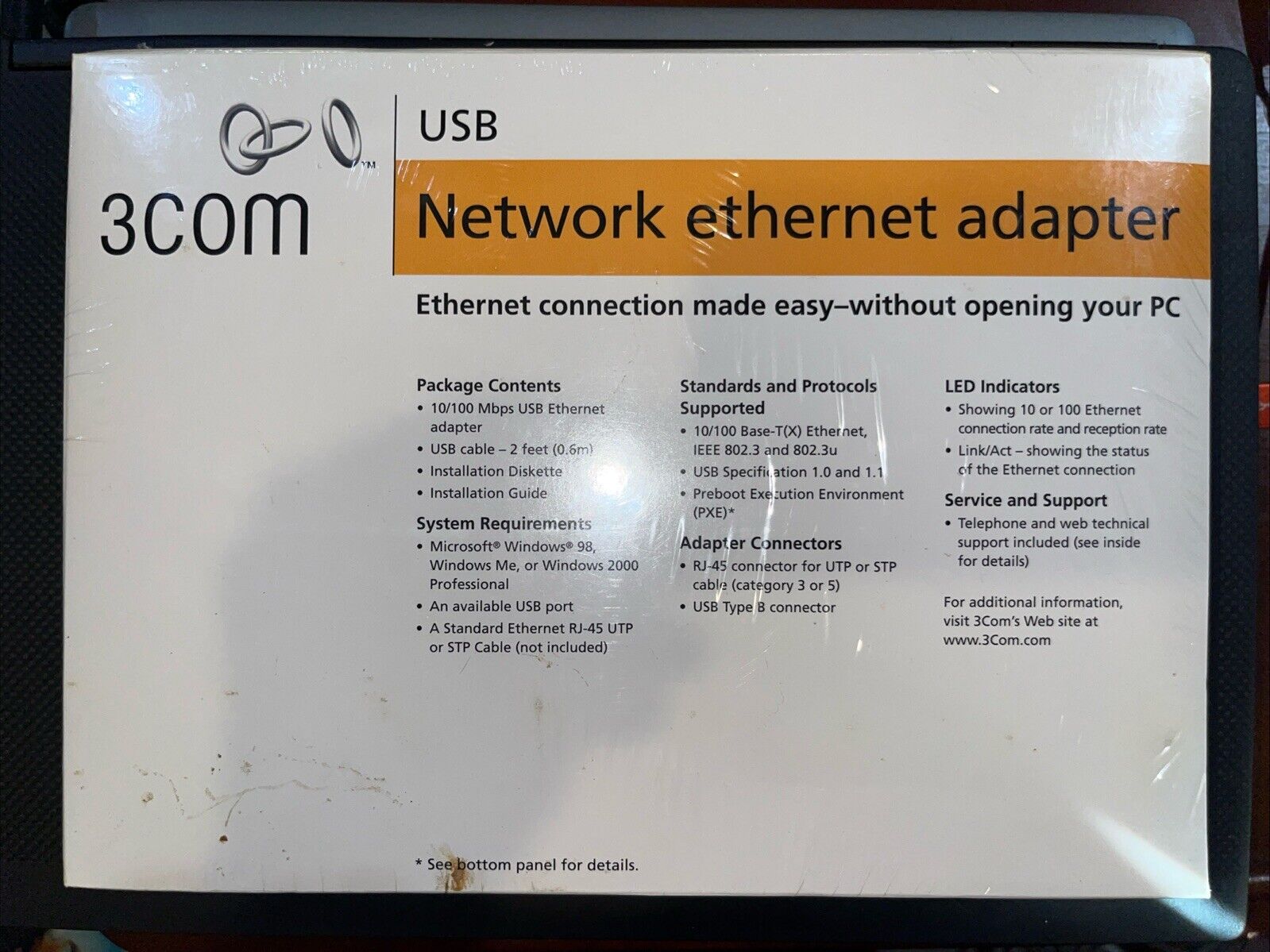 3COM USB Network Ethernet Adapter New and Factory Sealed 3C460B 