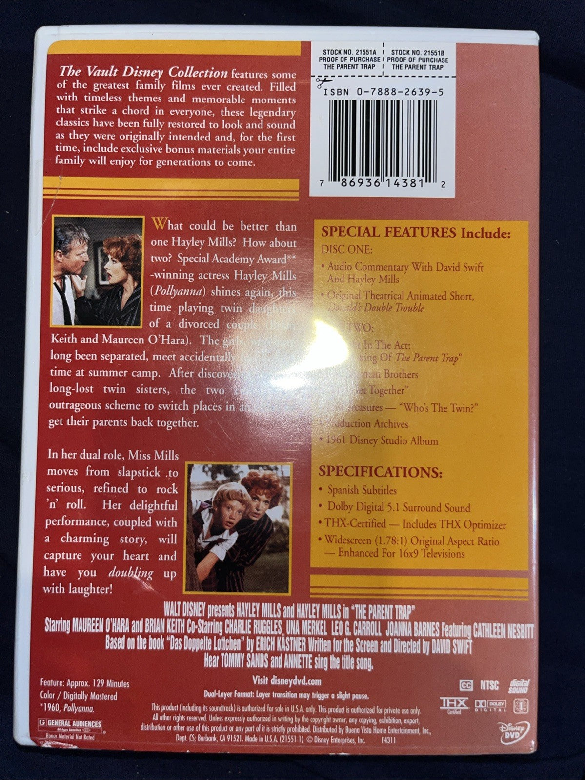 Parent Trap (1961) (DVD, 1961) Tested